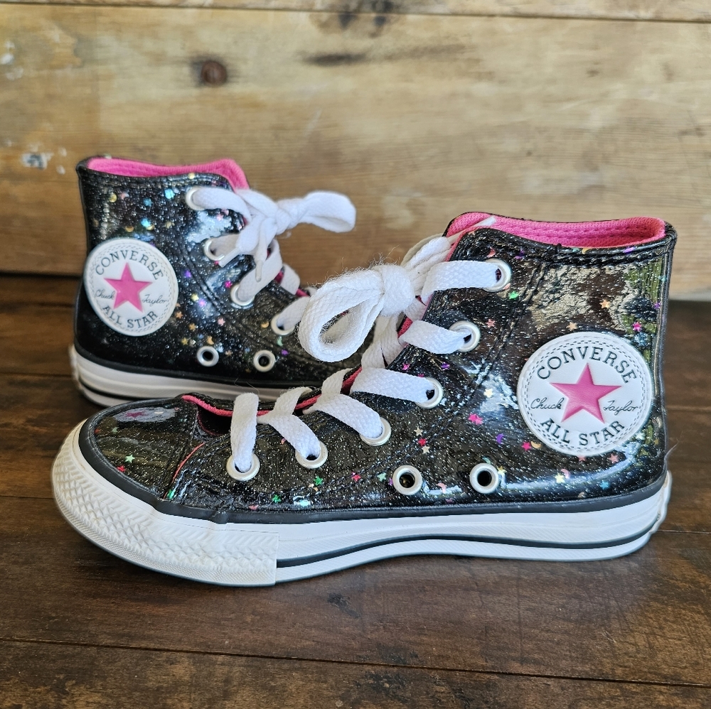 Converse All Star Black Glitter Galaxy Youth Size 11